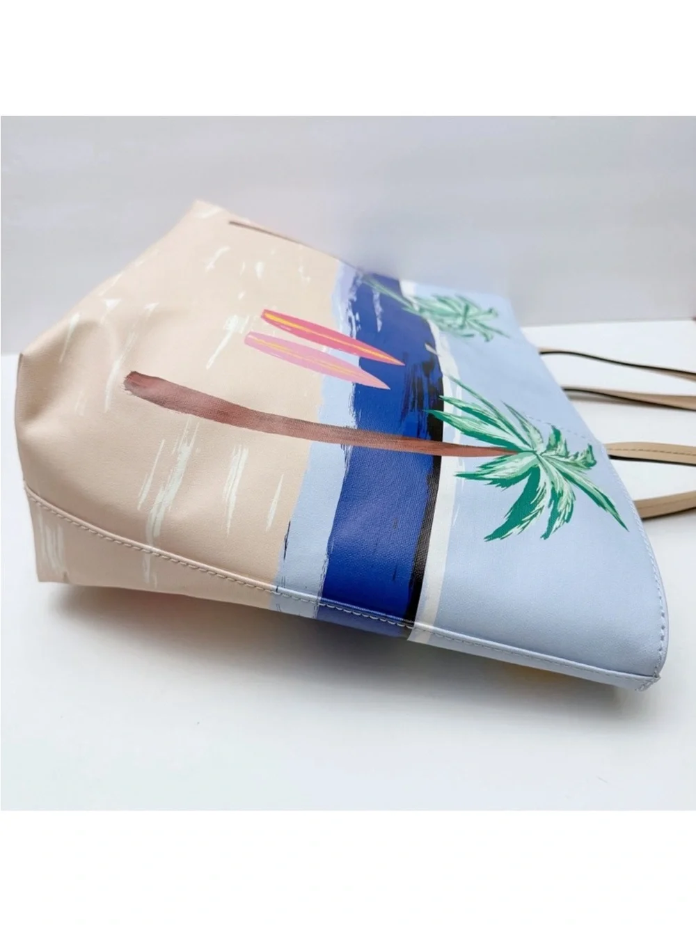 Kate Spade Hallie Tote Beach Scene Palm Trees VW Bus Coastal Tote